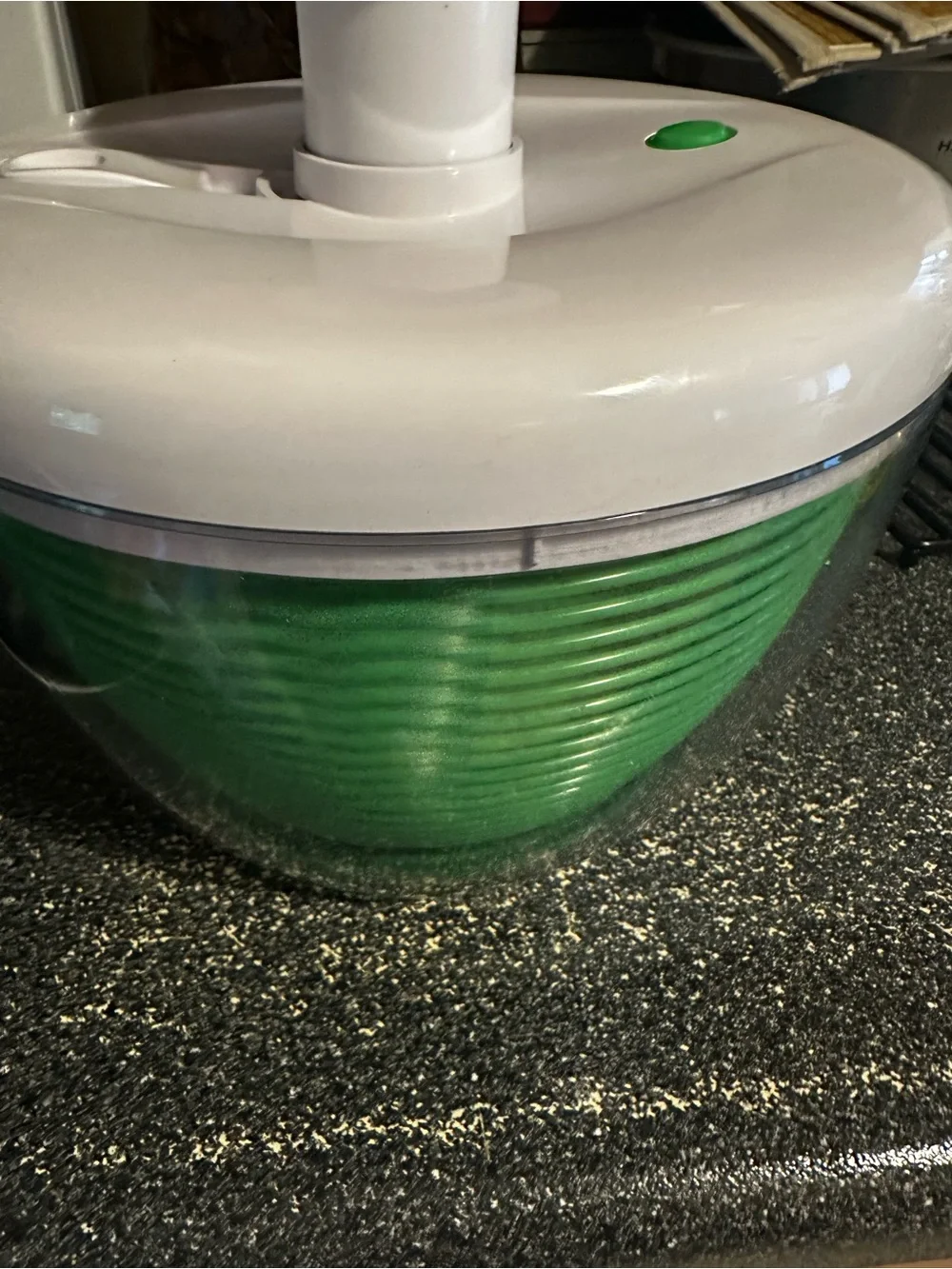 Farberware White and Green Manual Salad Spinner - Countertop Prep Bowl